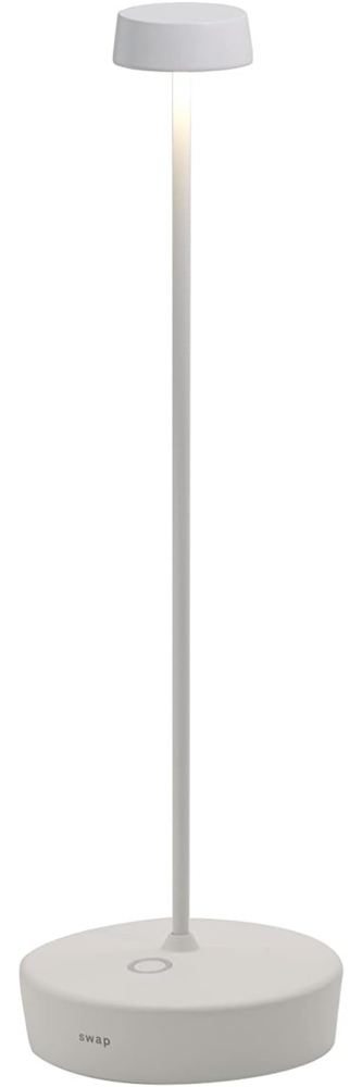 Zafferano, Swap Pro Lampe, Wiederaufladbare und Kabellose Tischlampe mit Touch Control, Geeignet für den Innen- und Außenbereich, Dimmer, 2700 K, Höhe 32,5 cm, Farbe Weiß Bild 1