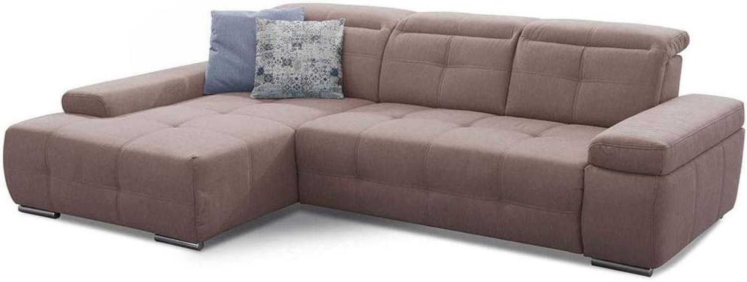 Cavadore Eckcouch Mistrel mit verstellbaren Kopfteilen, Ecksofa mit leichter Fleckentfernung dank Soft Clean, geeignet für Haushalte mit Kindern, Haustieren, 273 x 77 x 173, hellbraun Bild 1