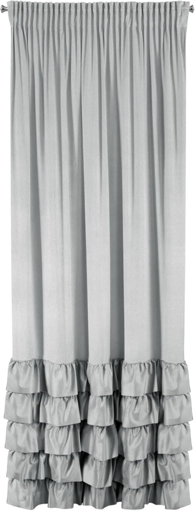 Vorhang DANI mit Rüsche Velours Samtvorhänge silber 140x270 cm Kräuselband Bild 1