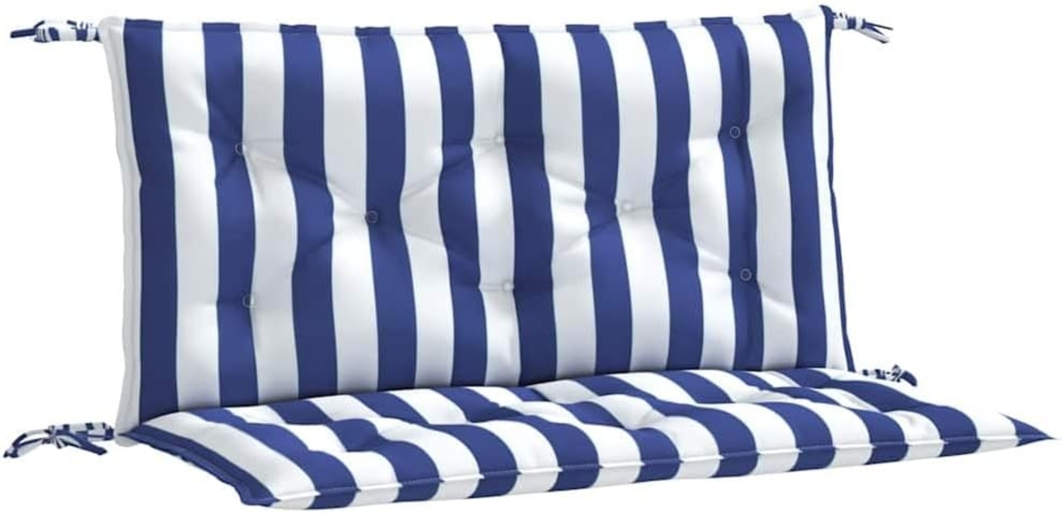 vidaXL Gartenbank-Auflagen, 2 Stk., Polyester, Blau / Weiß, 100 x 50 x 7 cm Bild 1