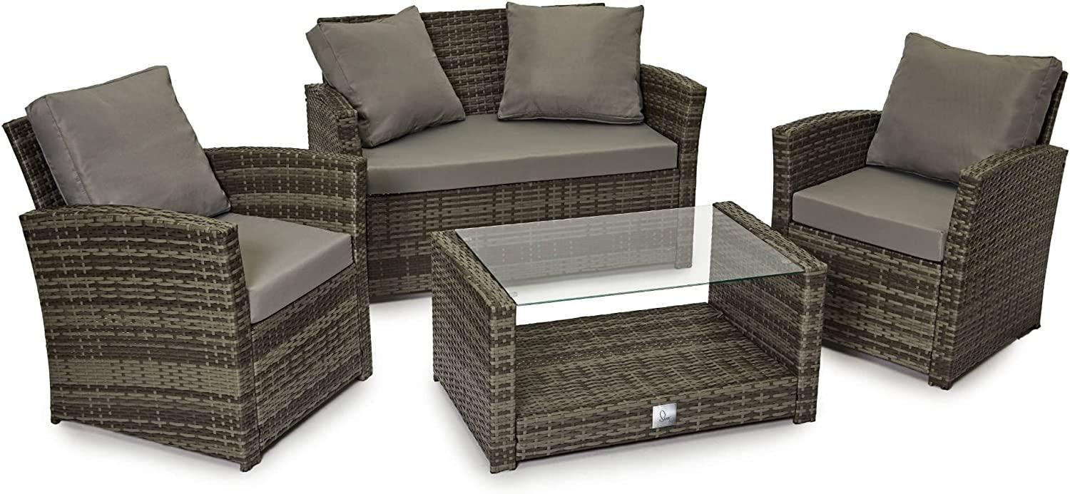 SVITA ROMA Polyrattan Lounge Rattan Garten Möbel Set Essgruppe mit Tisch Braun Bild 1