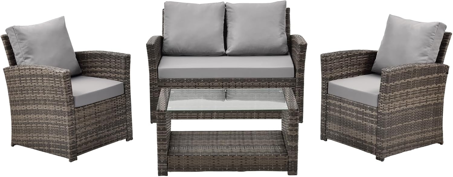 SVITA ROMA Polyrattan Lounge Rattan Garten Möbel Set Essgruppe mit Tisch Braun Bild 1