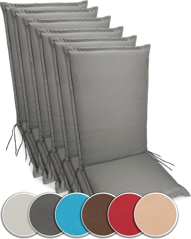 sunnypillow Liegenauflage Polsterauflagen Gartenstuhlauflage 120 x 50 extra Dicke 9cm, 6er Set Anthrazit Bild 1