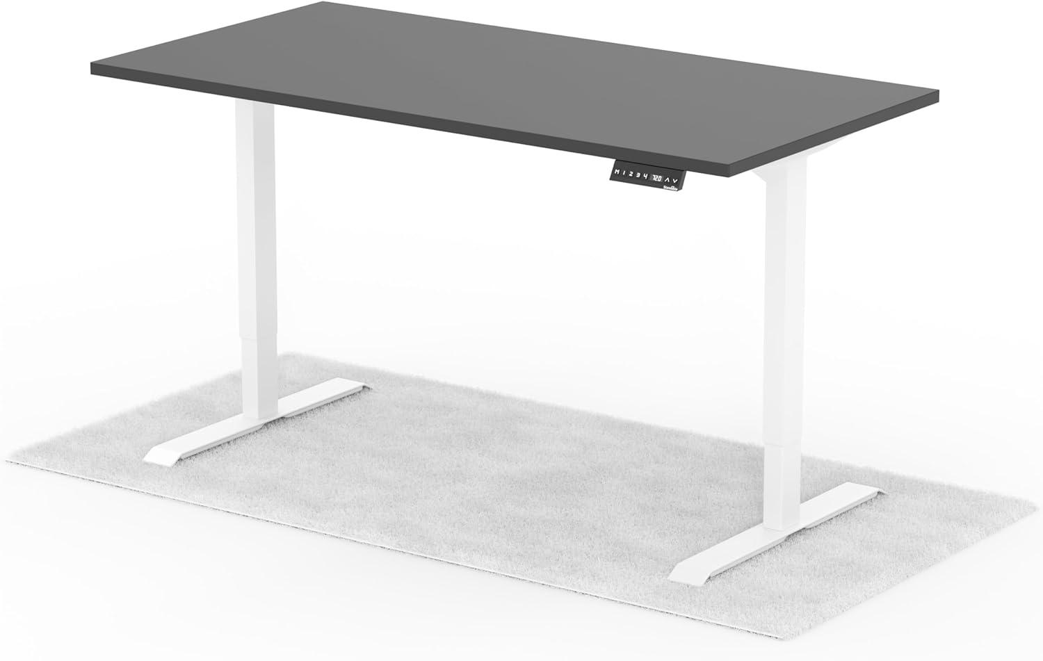 elektrisch höhenverstellbarer Schreibtisch DESK 160 x 80 cm - Gestell Weiss, Platte Anthrazit Bild 1