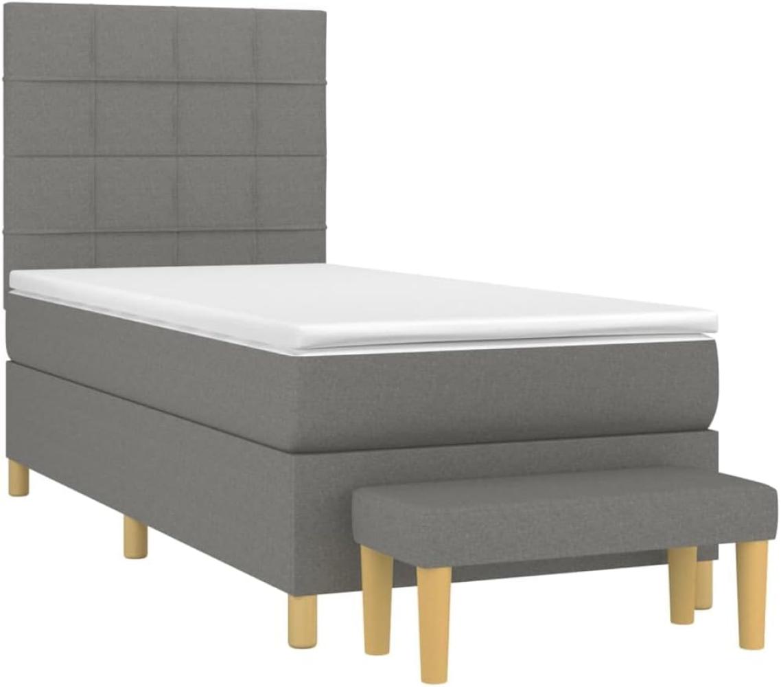 vidaXL Boxspringbett mit Matratze Dunkelgrau 90x200 cm Stoff 3137126 Bild 1