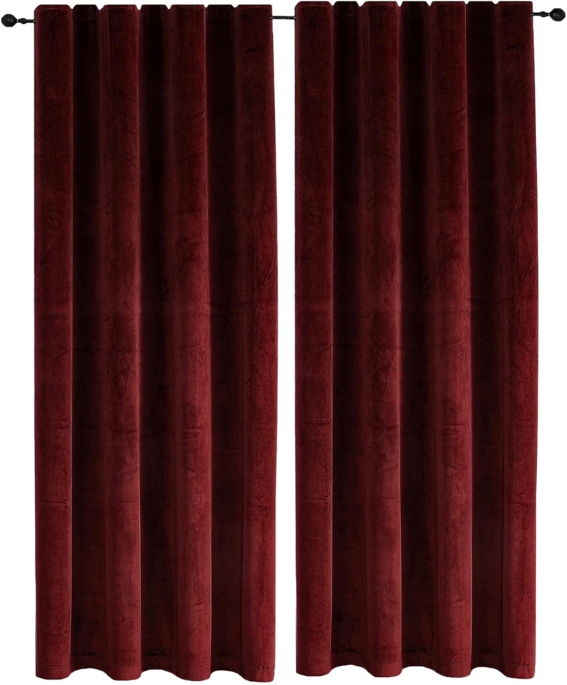 Haus und Deko Gardine Samt Vorhang 2er Set Kräuselband 140x175 cm Verdunkelungsvorhang Samt, Kräuselband (2 St), Polyester Bild 1