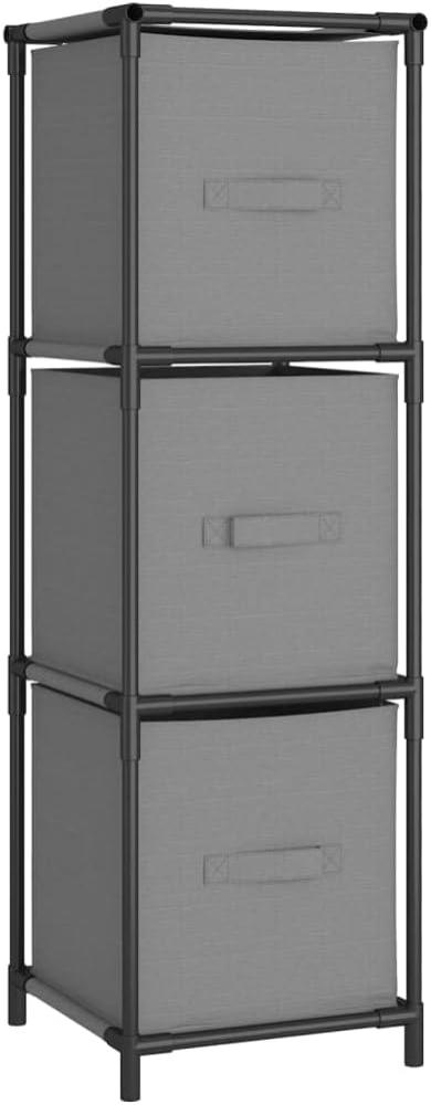 vidaXL Lagerschrank mit 3 Stoff-Schubladen Grau 34x34x101 cm Stahl 337253 Bild 1