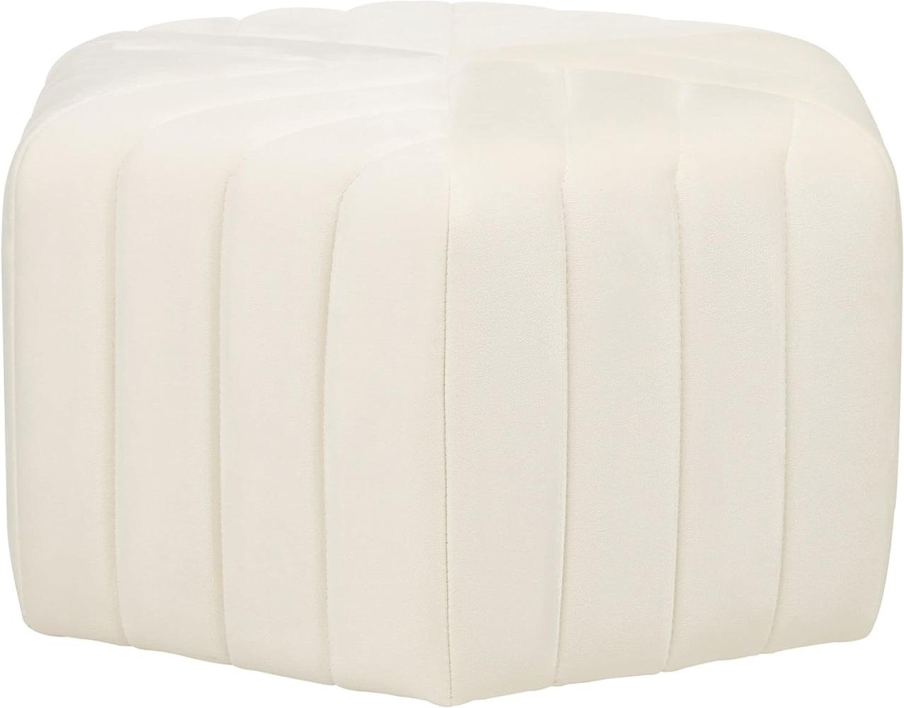 Pouf MURIETTA Creme Samtstoff 53 cm 48 cm Bild 1