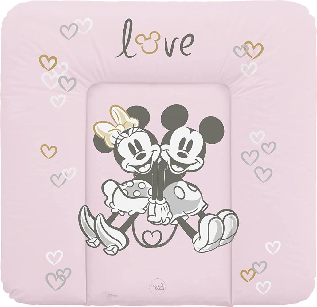 Ceba Baby Wickelauflage - Weiche Wickelunterlage zum Wechseln von Windeln, mit Disney-Motiven - Robustes PVC, abwaschbar - Wickeltischauflage - 75 x 72 cm - Minnie & Mickey Rosa Bild 1