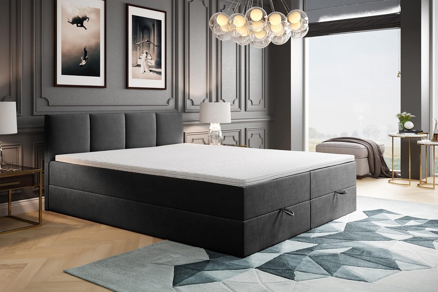 TRADA Boxspringbett ROYAL mit Bettkasten und Topper - Bett mit Bonellmatratze (Bett+Topper, Boxspringbett mit Topper), mit zwei Bettkasten und Topper Bild 1