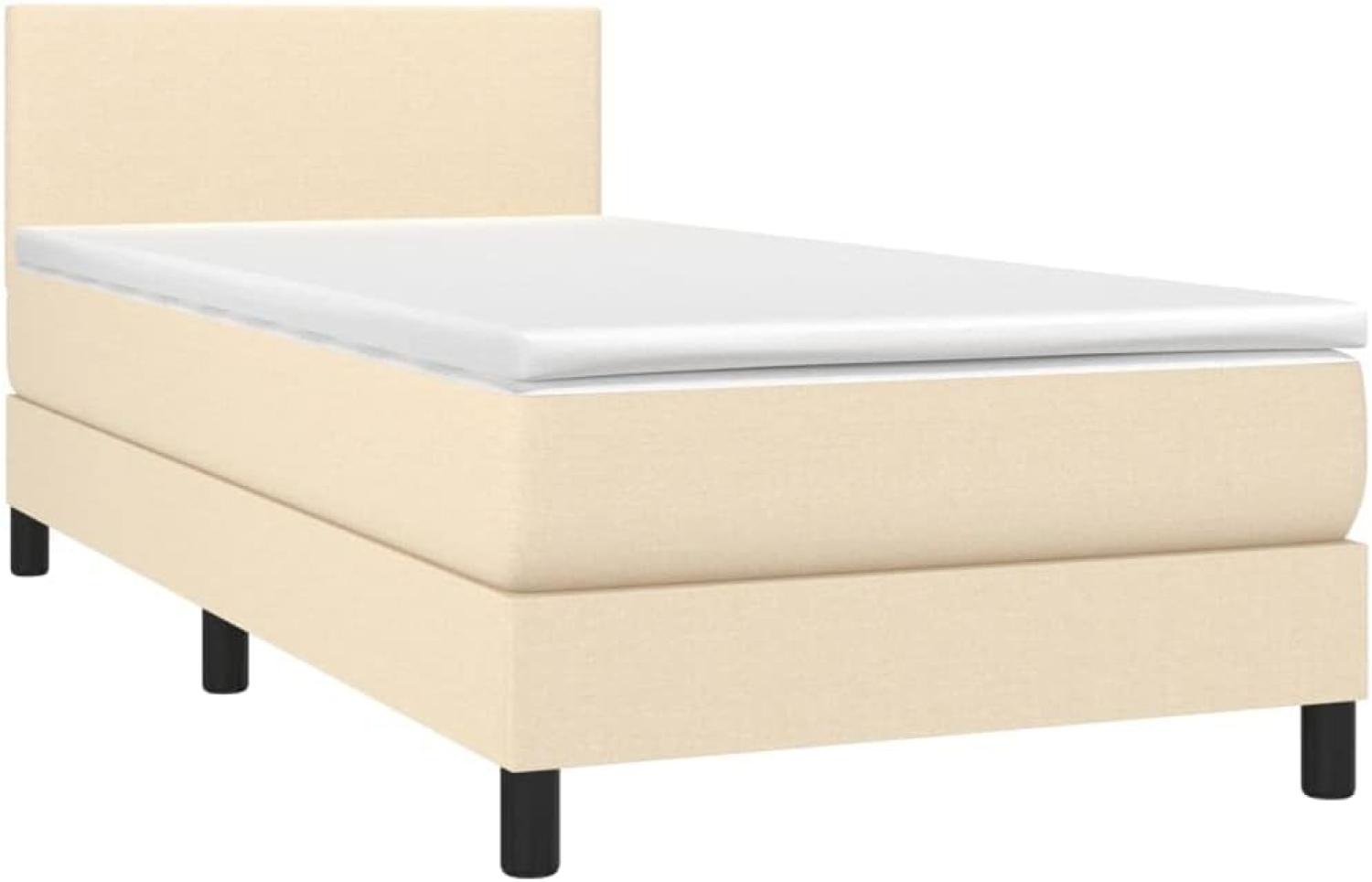 Boxspringbett mit Matratze & LED Stoff Creme 90 x 200 cm, Härtegrad: H2 [3132970] Bild 1