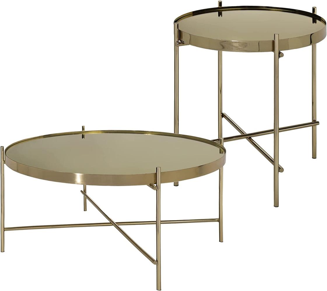 Couchtisch 2er Set Altmessing aus Metall und Glas WOMO-Design Bild 1