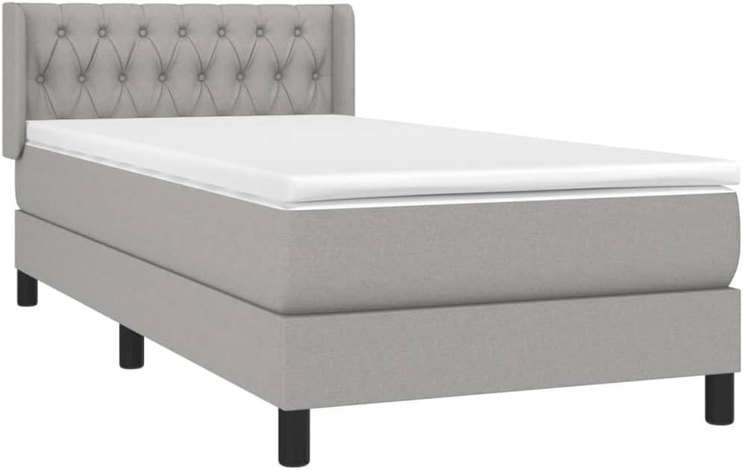 Boxspringbett mit Matratze Stoff Hellgrau 90 x 200 cm, Härtegrad: H2 [3129921] Bild 1