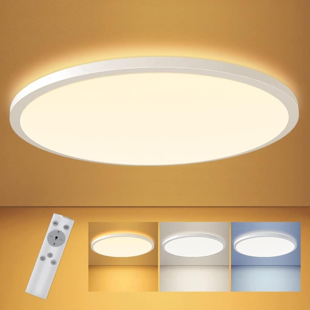 LEDYA Flach LED Deckenleuchte mit Fernbedienung, 18W 1600LM Rund Deckenlampe 2700K-6500K Dimmar, Ultra Dünn Deckenbeleuchtung für Wohnzimmer, Badezimmer, Küche, Balkon, Bad, Flur, Ø295×25mm Bild 1