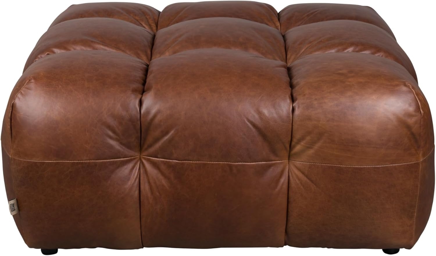 HACKMAN Hocker 100 x 100 cm Echtleder Dunkelbraun von DUTCHBONE Bild 1