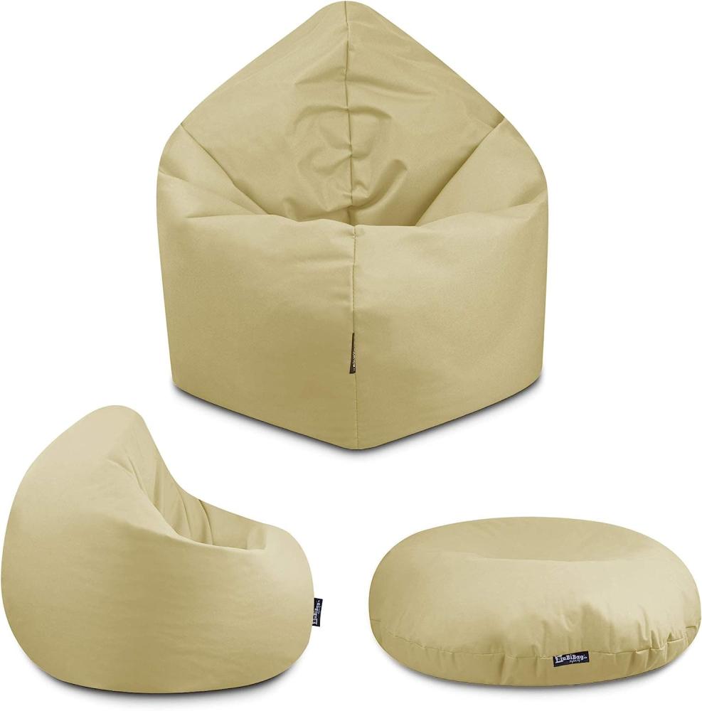 BuBiBag - 2in1 Sitzsack Bodenkissen - Outdoor Sitzsäcke Indoor Beanbag, Beige, Ø 125,0 cm Bild 1