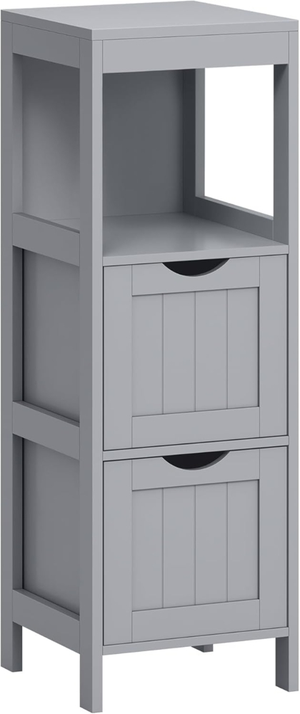 VASAGLE Badezimmerschrank, Schrank freistehend, Badezimmermöbel, mit 2 Schubladen, 1 offenen Fach, für Badezimmer, Wohnzimmer, Küche, modern, Taubengrau BBC042G02 Bild 1