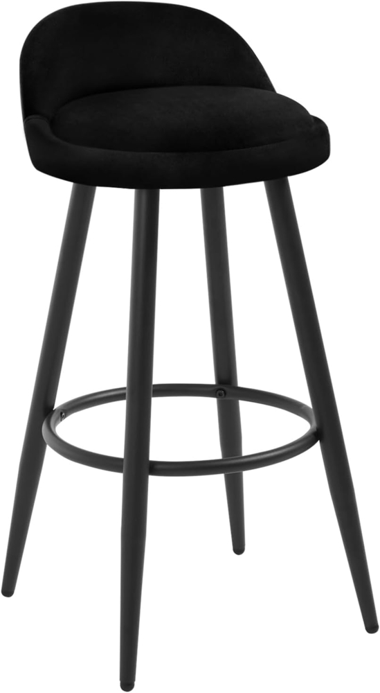 Woltu Barhocker (1 St), Barstuhl Hocker mit Fußstütze aus Samt Metall schwarz Bild 1