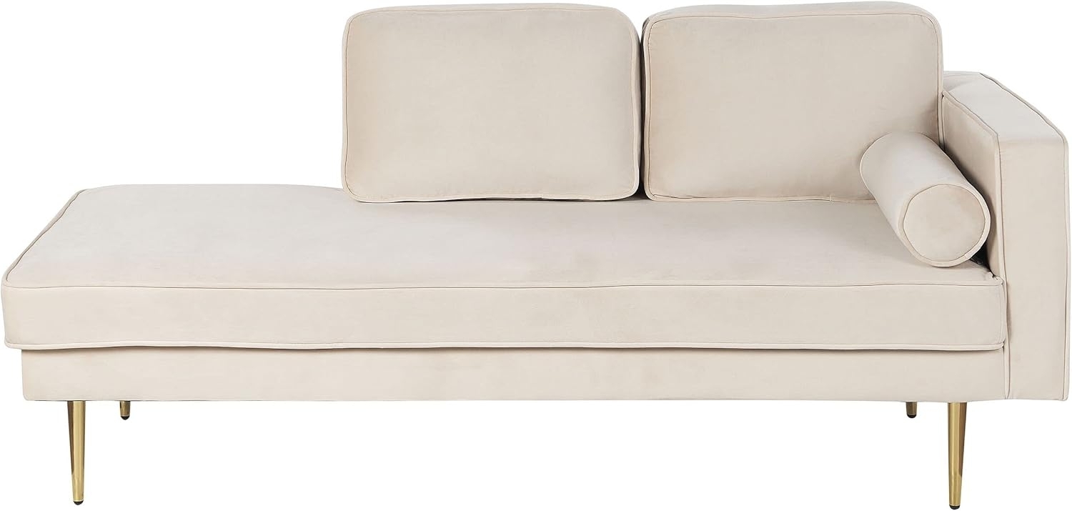 Chaiselongue Samtstoff beige rechtsseitig MIRAMAS Bild 1