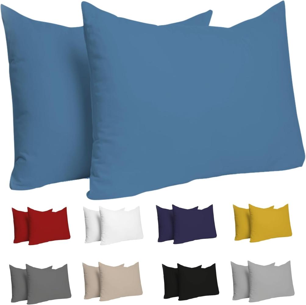 Dreamzie Kissenbezug 40x60 (Set mit 2) - 100% Jersey Baumwolle 150 g/qm Kissenbezüge -Blau - Für Kissen 40 x 60 cm - Kissenhülle - Kissenbezug - Resistent und Hypoallergen Bild 1