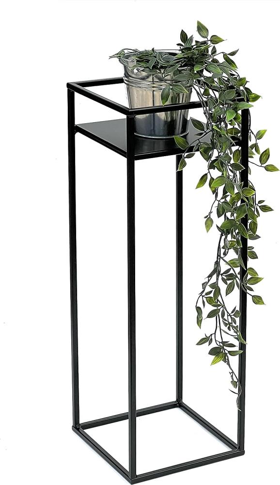 DanDiBo Blumenhocker Metall Schwarz Eckig 62 cm Blumenständer Beistelltisch 453 Blumensäule Modern Pflanzenständer Pflanzenhocker Bild 1