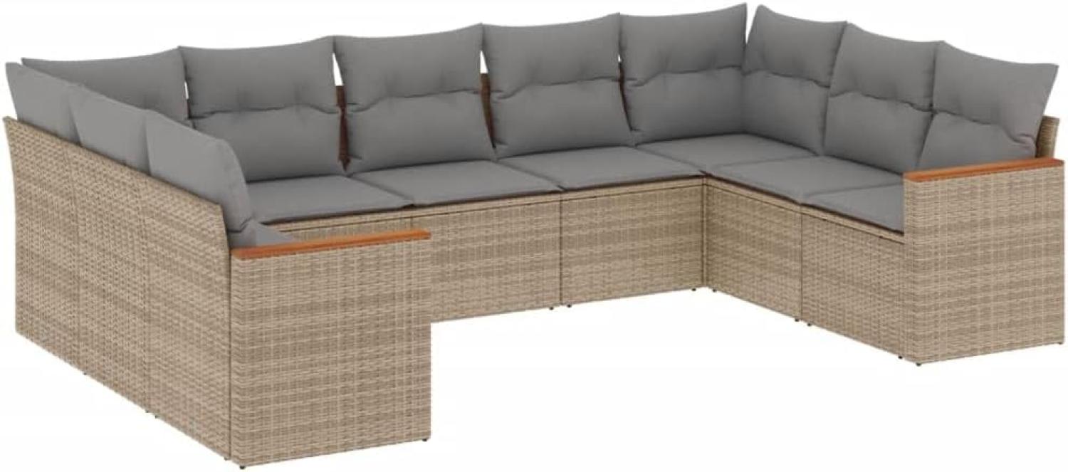 vidaXL 9-tlg. Garten-Sofagarnitur mit Kissen Beige Poly Rattan 3258678 Bild 1