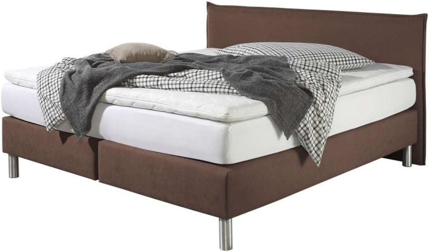 Maintal Boxspringbett Point, 100 x 200 cm, Stoff, Tonnentaschenfederkern Matratze h3, Braun Bild 1