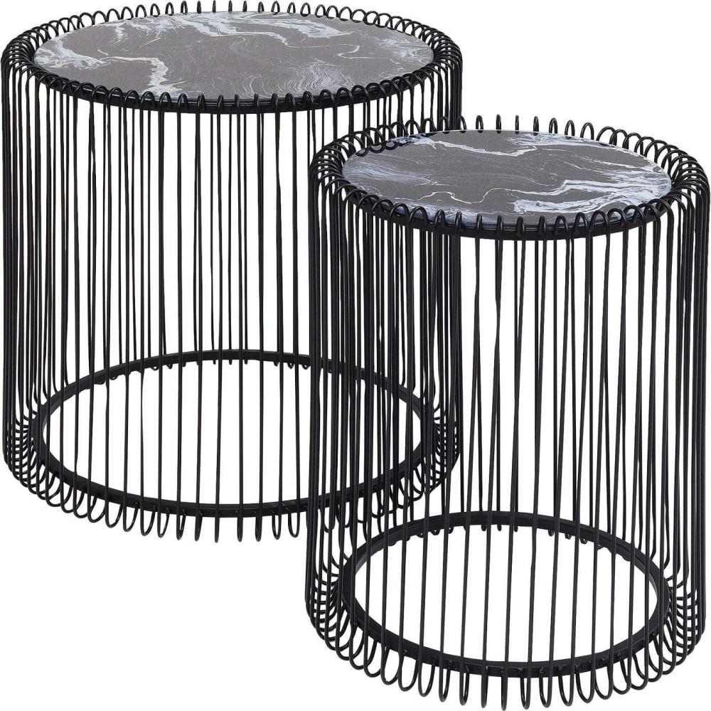 Kare Design Beistelltisch Wire Glas Marble, Schwarz/Weiß, (2/Set), 46 x 45 x 45 cm Bild 1