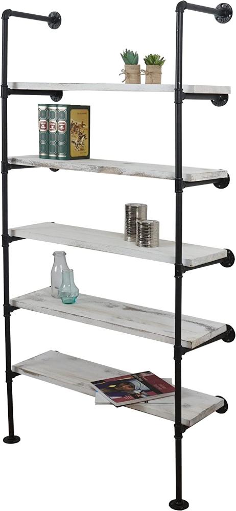 Standregal HWC-C45, Wohnregal Bücherregal Ablageregal, Industriedesign Holz Metall, 165x80x28cm ~ weiß Bild 1