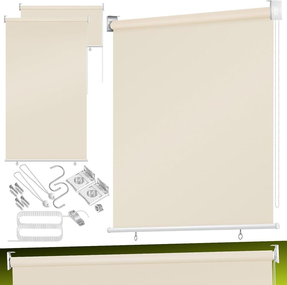 KESSER® Senkrechtmarkise Vertikalmarkise Balkonmarkise Sichtschutz Sonnenschutz Seitenrollo Beschattung , Balkonrollo Stabil und wetterbeständig, für Balkon, Terrasse, Garten Beige, 160x140 cm Bild 1