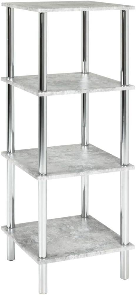 HAKU Möbel 90440 Regal, Metall, Chrom-Betonoptik, 39 x 39 x 107 cm Bild 1