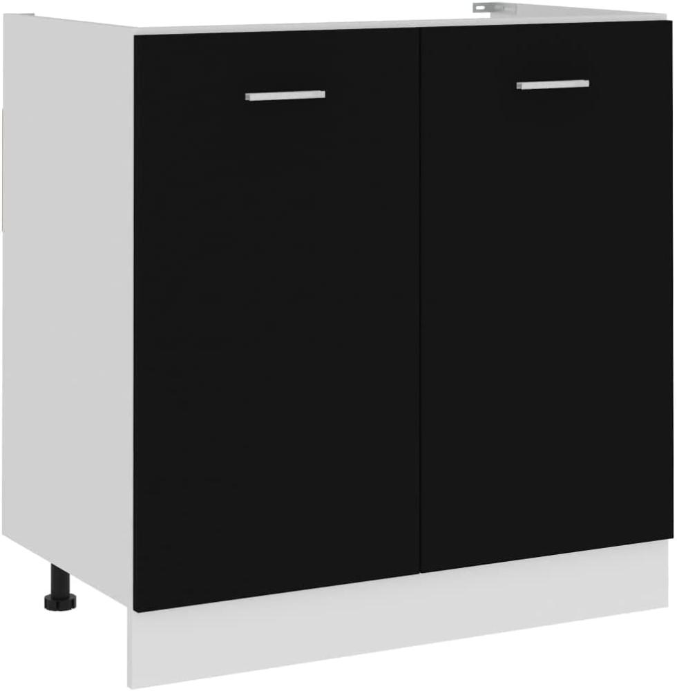 vidaXL Spülenunterschrank Küchenschrank Küchenzeile Küchenmöbel Unterschrank Küchenunterschrank Schrank Schwarz 80x46x81,5cm Holzwerkstoff Bild 1