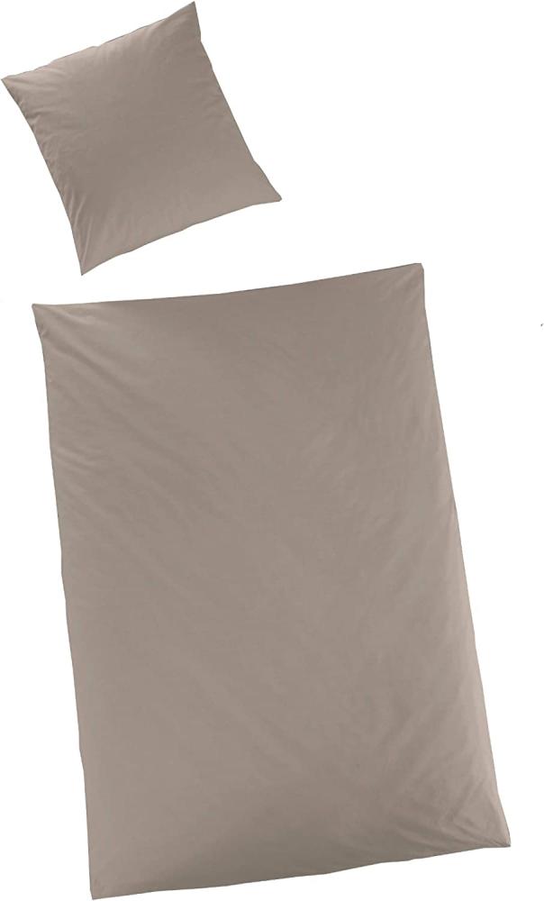 Hahn Haustextilien Luxus-Satin Bettwäsche uni Farbe taupe Größe 135x200 cm Bild 1