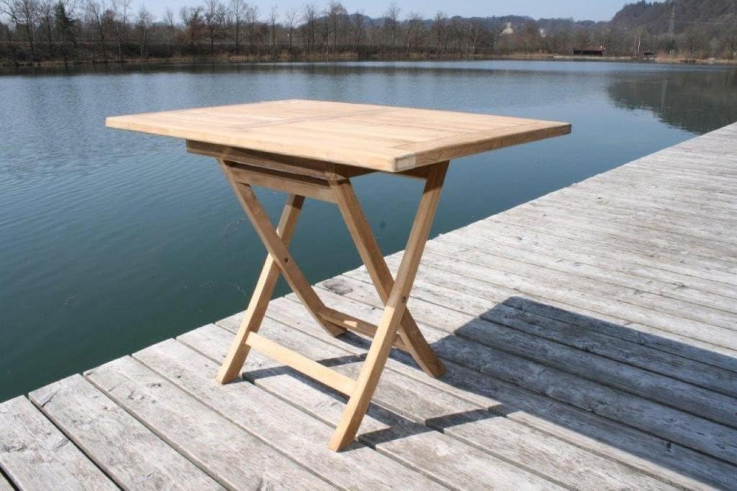 Premium Teak Klapptisch rechteckig Gartentisch Gartenmöbel Teaktisch 70 x 90 cm Bild 1