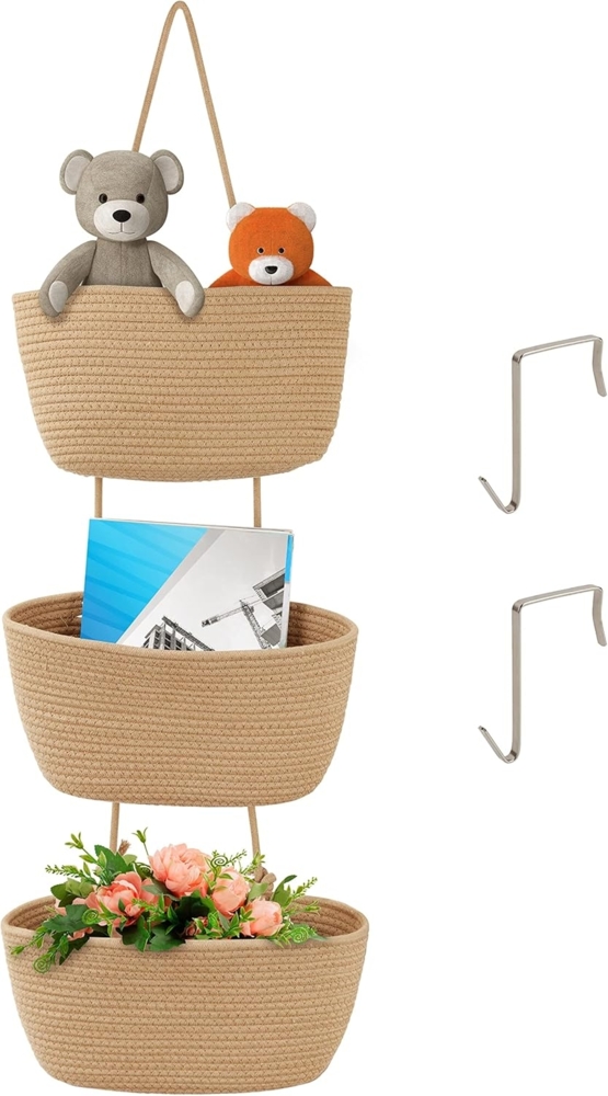 Belle Vous Organizer 3-stufige Hängekorb-Aufbewahrung für optimale Organisation, 3-stufige Korb-Aufbewahrung zum Aufhängen Bild 1