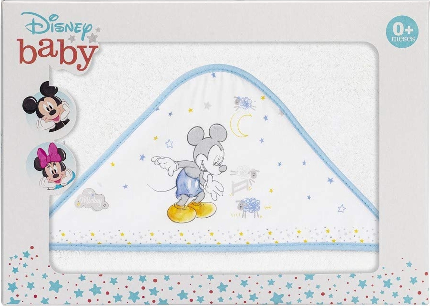 Interbaby MK004-11 Baby Kapuzenhandtuch Disney Mickey Counting Sheep - Weiss/Blau, blau, 200 g Bild 1