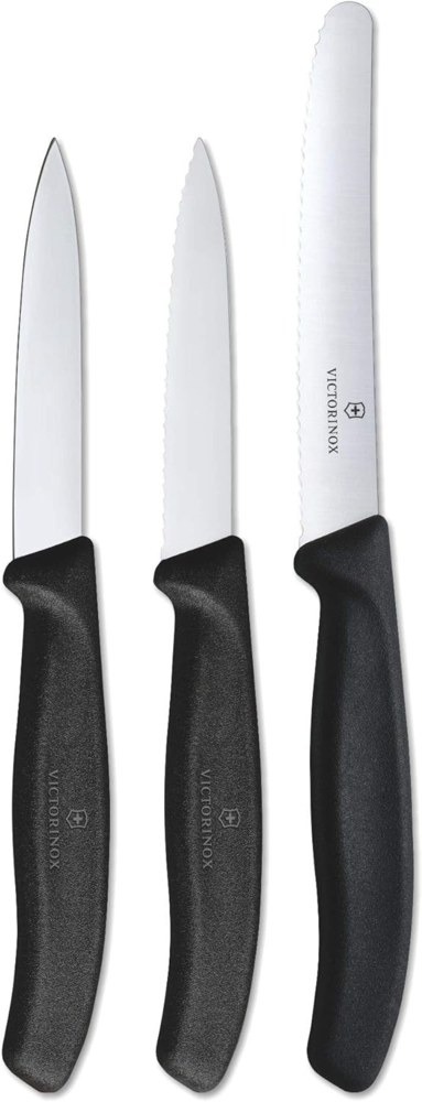 Victorinox Swiss Classic Gemüsemesser-Set, 3-teilig, gerader Schliff, Extra Scharf, Robuster Kunststoffgriff, schwarz Bild 1