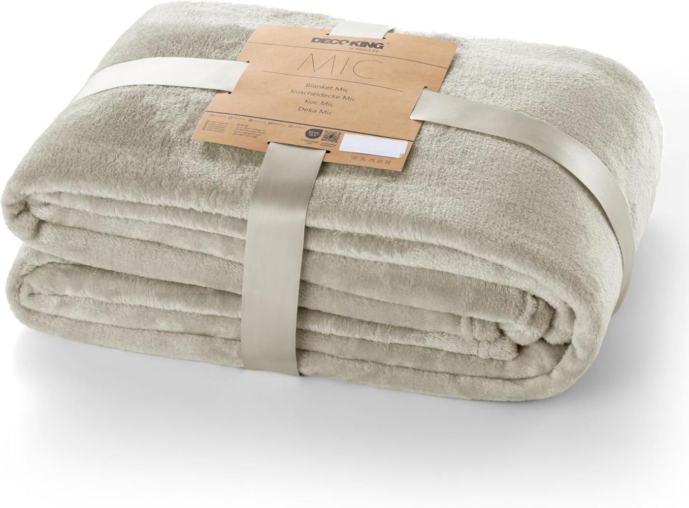 DecoKing Kuscheldecke 160x210 cm Creme Decke Microfaser Tagesdecke Fleece weich sanft kuschelig Ecru Ivory Elfenbein Cream Mic Bild 1