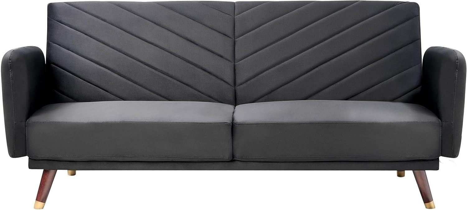 Schlafsofa 3-Sitzer Samtstoff schwarz SENJA Bild 1
