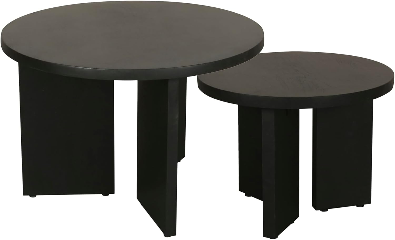byLIVING Couchtisch Round (Set), aus 2,5cm starkem Massivholz schwarz, einzeln oder im Set stellbar Bild 1