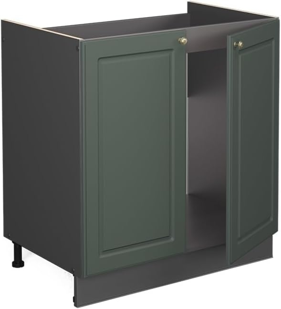 Vicco Spülenunterschrank Fame-Line, Grün-Gold Landhaus/Anthrazit, 80 cm, AP Marmor Bild 1