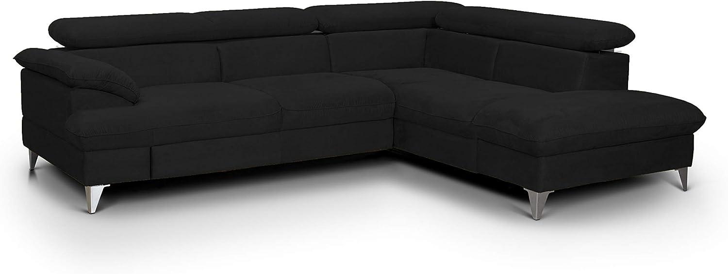 Mivano Schlafsofa David / Moderne Eckcouch mit verstellbaren Kopfteilen, Bettfunktion und Stauraum / 256 x 71 x 208 / Mikrofaser-Bezug, Schwarz Bild 1