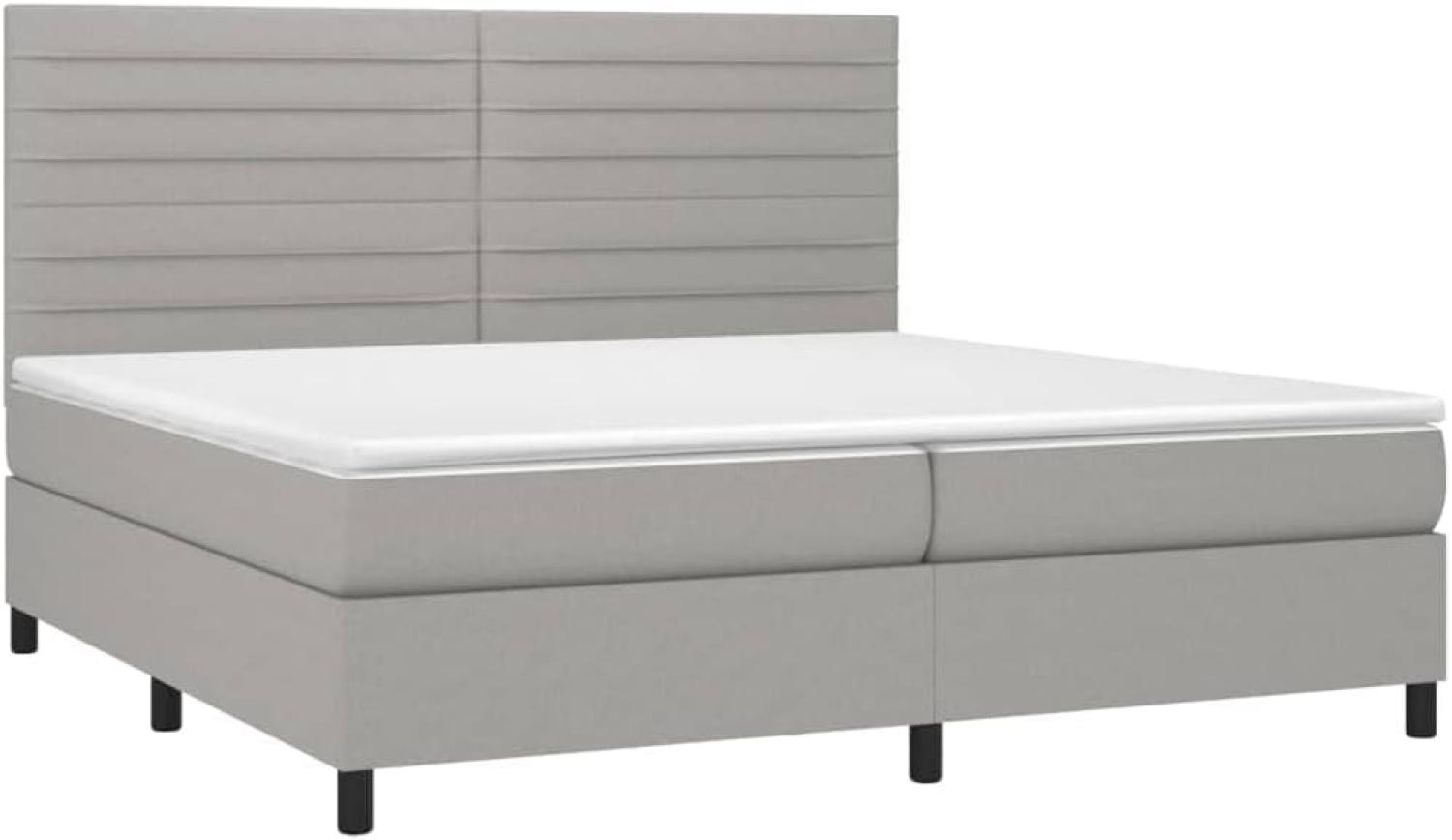 vidaXL Boxspringbett mit Matratze Hellgrau 200x200 cm Stoff, Härtegrad: H2 [3141881] Bild 1