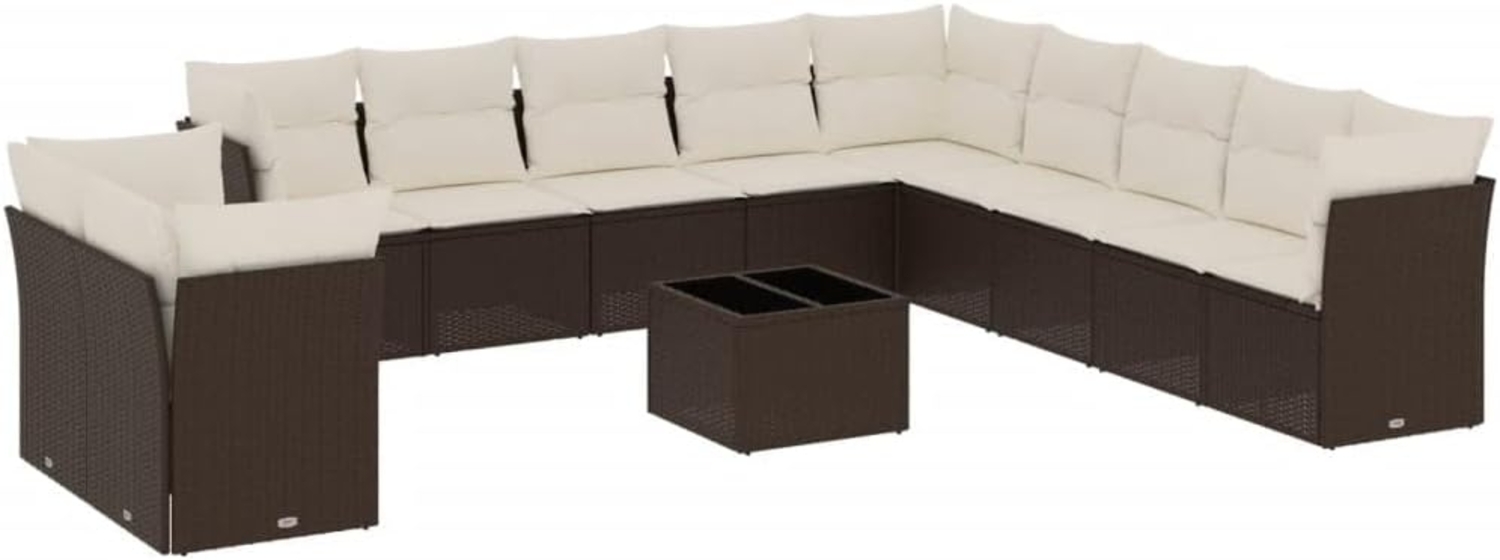 vidaXL 12-tlg. Garten-Sofagarnitur mit Kissen Braun Poly Rattan 3249732 Bild 1