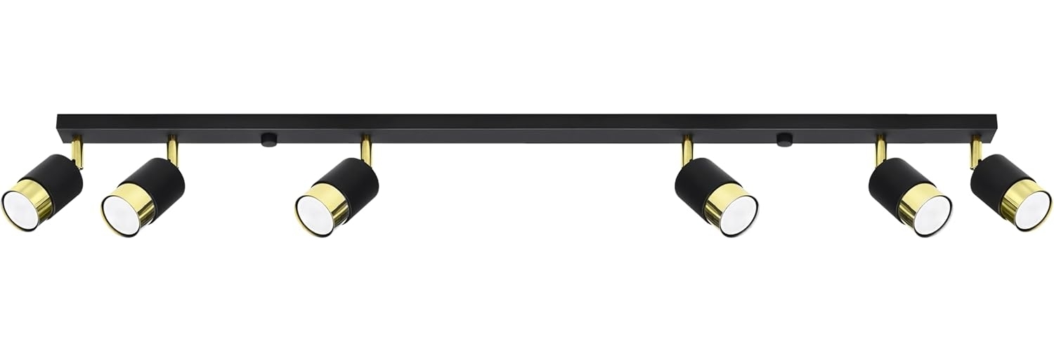 SOLLUX SL. 1073 Deckenleuchte NERO 6 schwarz/golden Stahl 40W L: 117cm B: 5cm H: 18cm dimmbar Bild 1