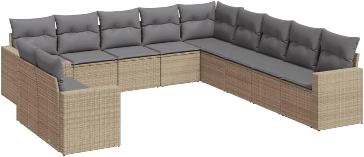 vidaXL 11-tlg. Garten-Sofagarnitur mit Kissen Beige Poly Rattan 3251526 Bild 1