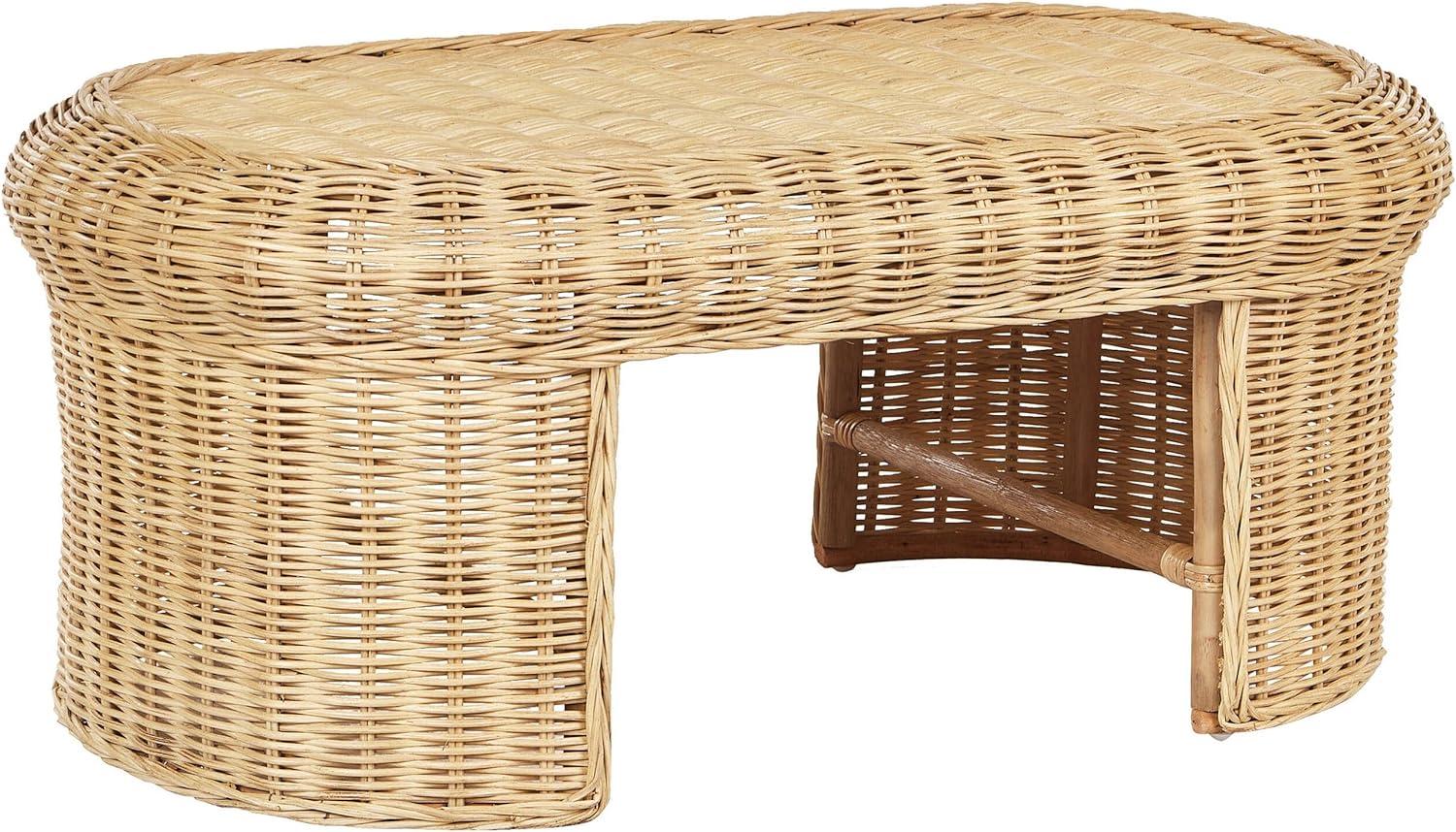 Gartentisch 96 x 60 cm Rattan Natürlich LIVADEIA Bild 1