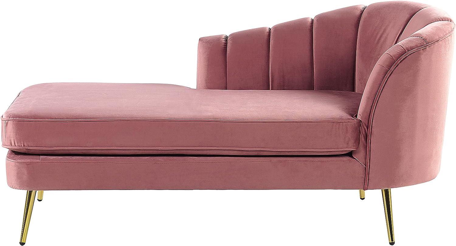 Chaiselongue Samtstoff rosa rechtsseitig ALLIER Bild 1