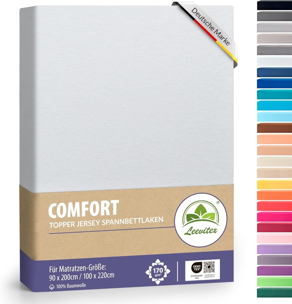 leevitex® Spannbettlaken Topperbezug Premium 170, Gummizug: Rundum-Gummizug, schwer und blickdicht, 100% Baumwolle, für Topper Bild 1