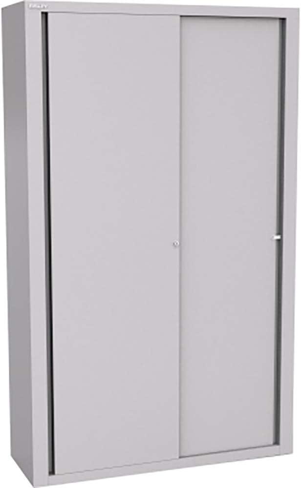 BISLEY Schiebetürenschrank ECO, 4 Fachböden, 5 OH, Metall, 355 Silber, 43 x 120 x 198 cm Bild 1